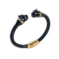 Браслет Polina Firenze, кафф, пантера с кристаллами и эмалью, PF26.1-BR2174 черный