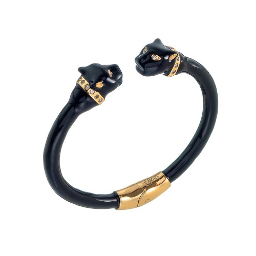 Браслет Polina Firenze, кафф, пантера с кристаллами и эмалью, PF26.1-BR2174 черный