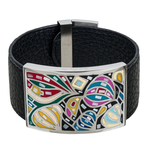 Браслет Fiore Luna на кожаном черном ремешке, CB01366-2 M фото 3