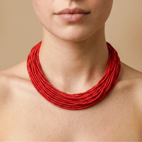 Колье Nature Bijoux, Sumida, с перламутром и бисером, кожа, NB26.2-15-43850 красный фото 2