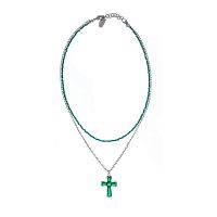 Колье Lanzerotti, Verde, двойное, с крестом и кристаллами, LZ-24.12-572 зеленый