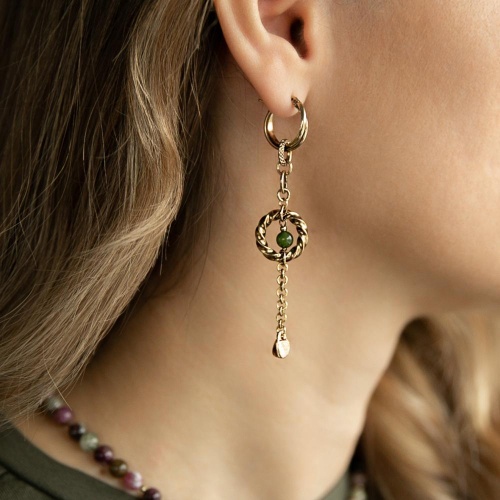 Серьги Lanzerotti, Elisir, с жадом, LZ-25.10-329 зеленый фото 2