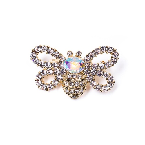 Брошь Moon Paris, Nord, мотылёк, с кристаллами, MoS-22.03-018 золотистый