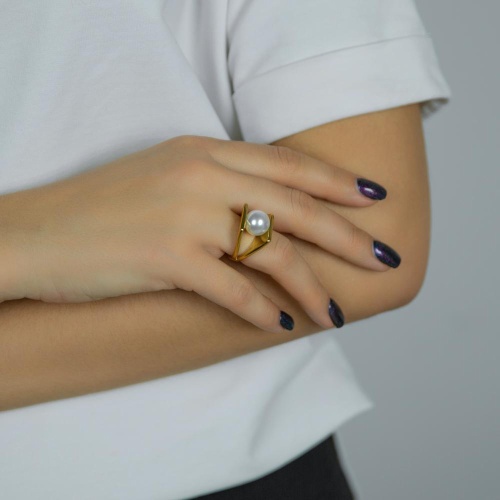 Кольцо Moon Paris, Steel, с жемчугом, MS-26.01-008 золотистый, 18 фото 2