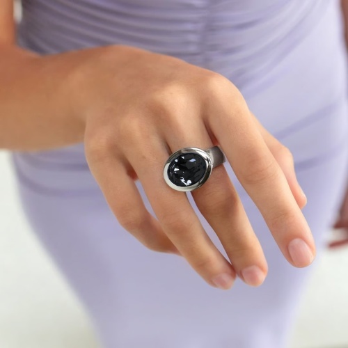 Кольцо Qudo TIVOLA big S jet  17.8 мм, 632223/17.8 BW/S фото 9