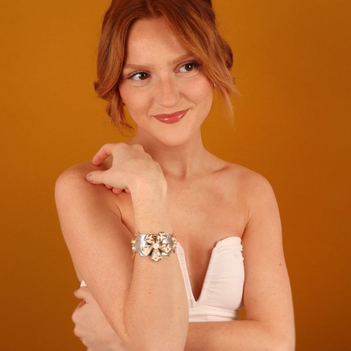 Браслет TARATATA, Lovely, со смолой, бусинами и золотистый краской, TT-E24-04307-101 белый фото 3