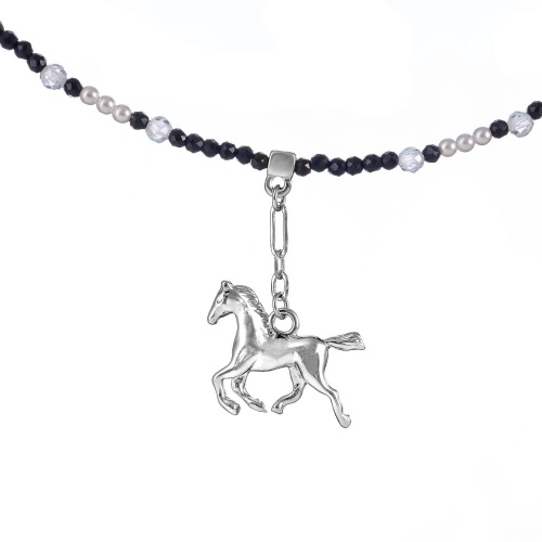 Колье Lanzerotti, Pianoforte, перламутр, кристаллы, циркон, LZ-25.12-399 черный