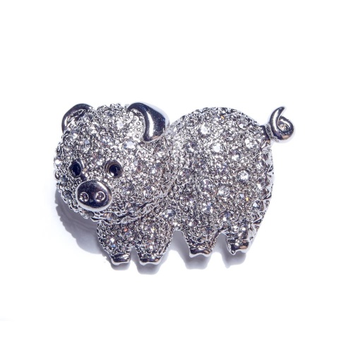 Брошь Moon Paris, Сhristmas, свинка, MCH-1811-002 серебристый