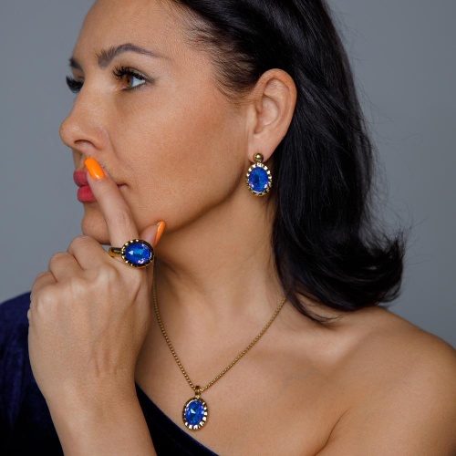 Колье Qudo TIVOLA UNICA big (G/P) Royal blue delite 3cm, 420684 фото 4