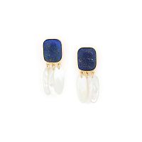 Серьги Nature Bijoux, Cobalt, с лазуритом и перламутром, NB24.2-12-79770 синий