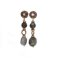 Серьги Alcozer&J, с лабрадоритом, AL-O48CO24-R серый