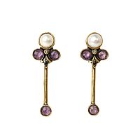Серьги Alcozer&J, жемчуг, аметист, Swarovski, сапфир, AL2605-O78CX24 сиреневый