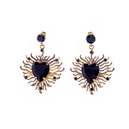 Серьги Celeste G, с кристаллами Swarovski и фианитами, CS26.1-1995 черный