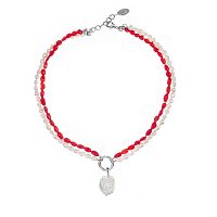 Колье Lanzerotti, Caribi, двойное, с кораллом и жемчугом барокко, LZ-26.06-197 красный