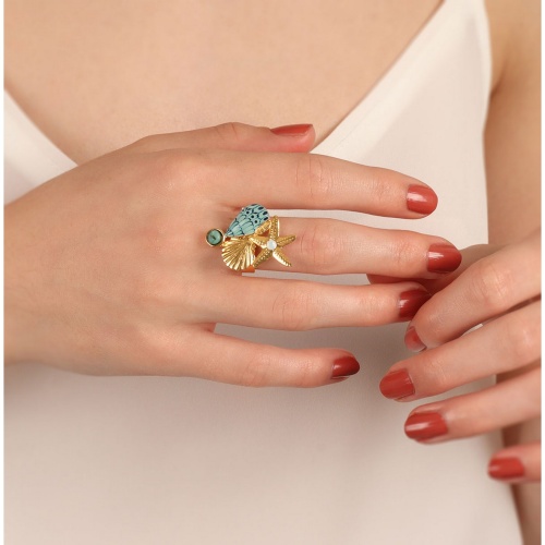 Кольцо TARATATA, Archipel, разъемное, со смолой, стразами и кварцем, TT-E24-03407-204 синий фото 4