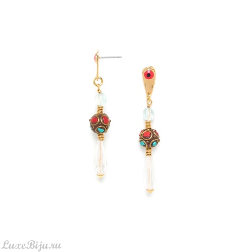 Серьги Nature Bijoux, Raksha, горный хрусталь, цветная эмаль, NB22.1-12-77352 золотистый фото 2