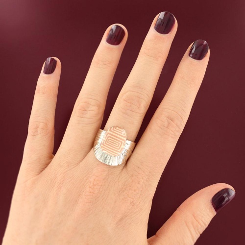 Кольцо TARATATA, Etincelle, разъемное, с цветной смолой и узорами, TT-W25-08415-105 розовый фото 3