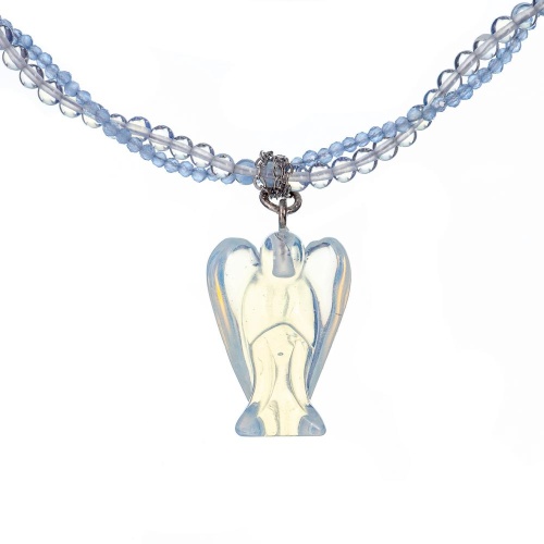 Колье Lanzerotti, Hello babe!, двойное, лунный камень, кристаллы, ангел, LZ-25.07-212 голубой фото 2