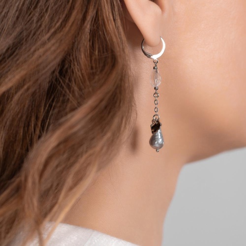 Серьги Lanzerotti, Gelido, с жемчугом и кристаллом, LZ-25.02-026 серый фото 2