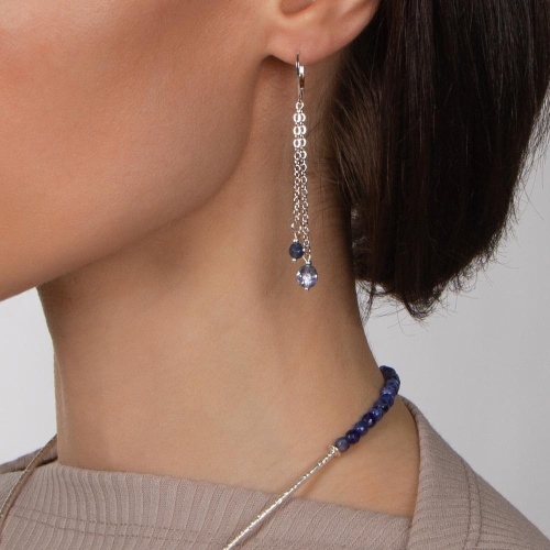 Серьги Lanzerotti, Alba, с жадом и кристаллом, LZ-24.02-020 серебристый фото 2