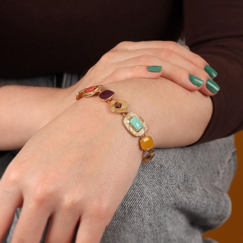Браслет TARATATA, Joyeuse, с цветной смолой и стеклянными бусинами, TT-H24-11321-20M золотистый фото 4