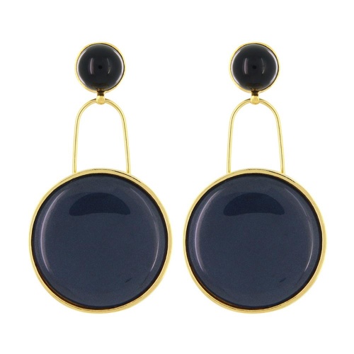 Серьги TARATATA, Instinct, со смолой, слюдяной пудрой и ониксом, TT-H25-10983-204 синий