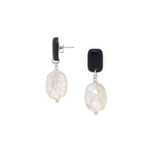 Серьги Nature Bijoux, Volcan, с перламутром и рогом, NB25.2-12-90345 черный