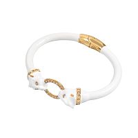 Браслет Polina Firenze, кафф, пантера с кристаллами и эмалью, PF26.1-BR3001 белый