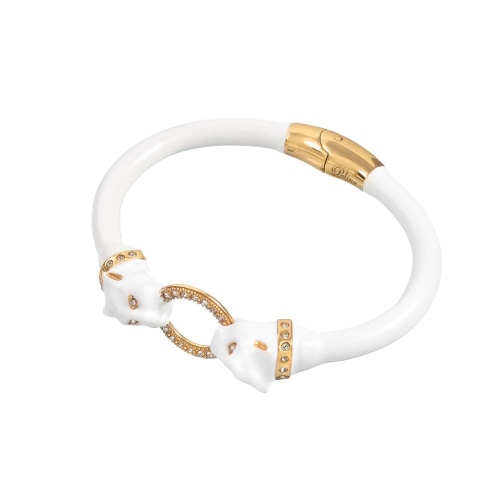 Браслет Polina Firenze, кафф, пантера с кристаллами и эмалью, PF26.1-BR3001 белый