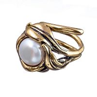 Кольцо Alcozer&J, с жемчугом майорка, AL2602-A5297C золотистый