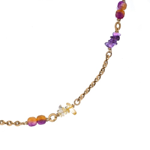 Колье Alcozer&J, с аметистом, цитрином и агатом, AL-C38BK25-R сиреневый фото 2