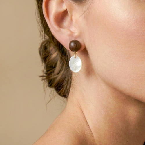 Серьги Nature Bijoux, Oman, древесина,перламутровая морская раковина, NB26.2-12-90793 коричневый фото 2