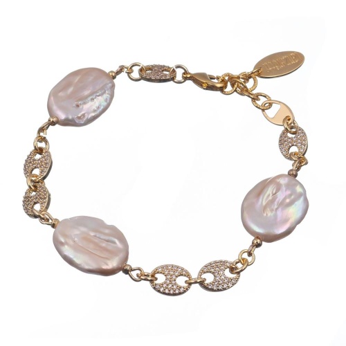 Браслет Lanzerotti, Splendore, с жемчугом и кристаллами, LZ-24.08-339 золотистый