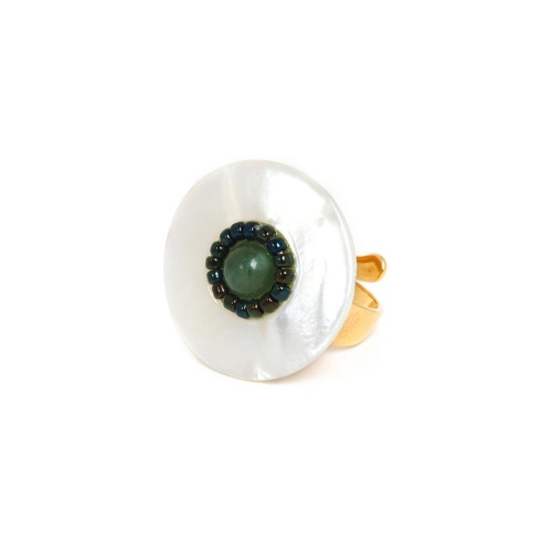 Кольцо Nature Bijoux, Papatea, разъемное,перламутр, авантюрин,бисер, NB22.1-19-24341 белый фото 6