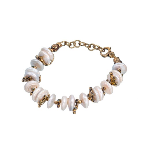 Браслет Alcozer&J, жемчуг, сапфир, гранат, изумруд, рубин, AL2502-B118CW24 белый