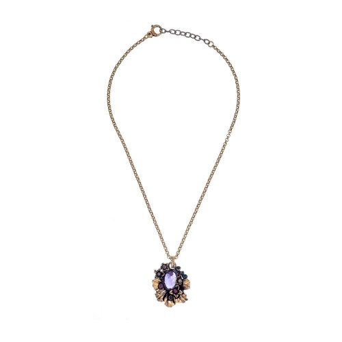 Колье Alcozer&J, аметист, сапфир, рубин, Swarovski, AL2502-C128JN24 фиолетовый фото 2