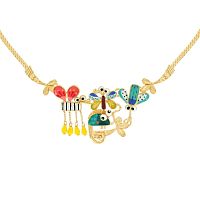 Колье TARATATA, Virevolte, с цветной смолой и стеклянными бусинами, TT-E22-07112-20M золотистый