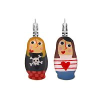 Серьги TARATATA, Nanas, асимметричные, с цветной смолой, TT-W24-03730-10M серебристый