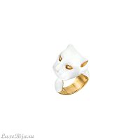 Кольцо Polina Firenze, незамкнутое, пантера, кристаллы, эмаль, PF26.1-AN2764 белый, 17