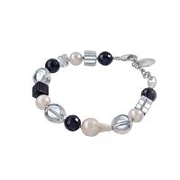 Браслет Lanzerotti, Pianoforte, жемчуг, оникс, хрусталь, гематит, LZ-25.12-380 черный