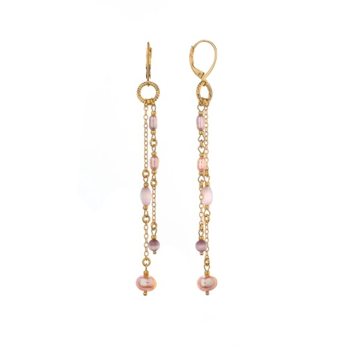 Серьги Lanzerotti, Iris, с жемчугом и кошачьим глазом, LZ-26.03-091 розовый