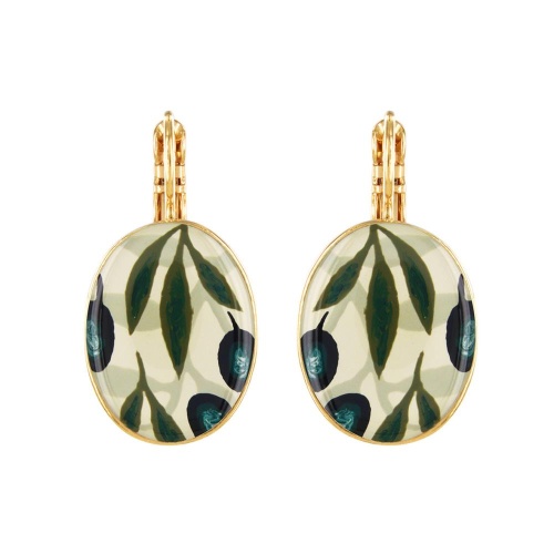 Серьги TARATATA, Olive, с цветной смолой и узорами, TT-W25-02715-20M золотистый