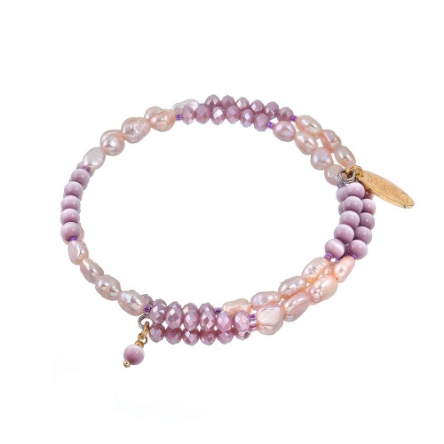 Браслет Lanzerotti, Anne with an E, пружина, с жемчугом и кошачьим глазом, LZ-25.08-252 сиреневый