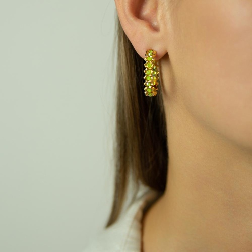 Серьги Catherine Bijoux, Crystal's dance, полукольца, с кристаллами, CB25.1-5265FG мятный фото 2