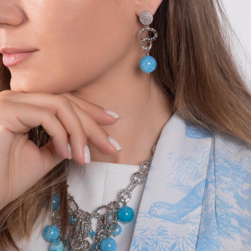 Серьги Lanzerotti, Marino, с халцедоном, LZ-25.06-189 голубой фото 2