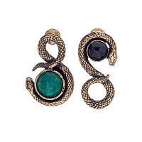 Серьги Alcozer&J, асимметричные, с изумрудом и агатом, AL2411-O58EN24 золотистый