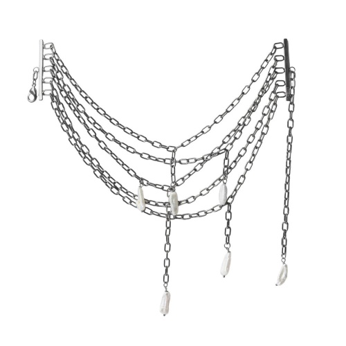 Колье Katerina Vassou, Tempo, многослойное, с жемчугом, KV26.1-405876B серебристый