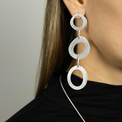 Серьги Dansk Copenhagen, Alaya, с овалами неправльной формы, DNSK25.2-3C2501002 серебристый фото 2