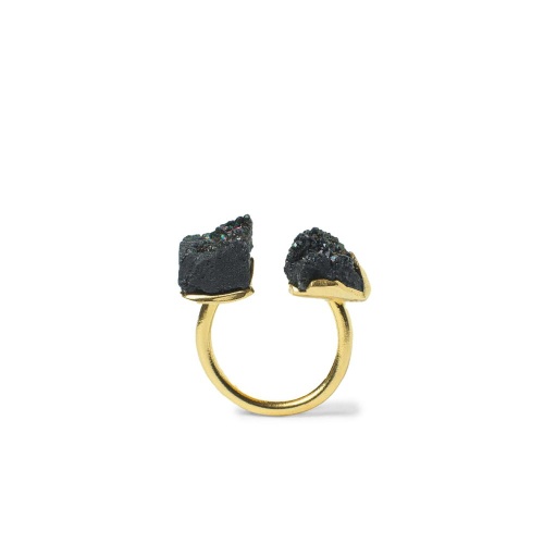 Кольцо Katerina Vassou, Happiness, незамкнутое, с друзой агата, KV25.1-403173GBLACK черный