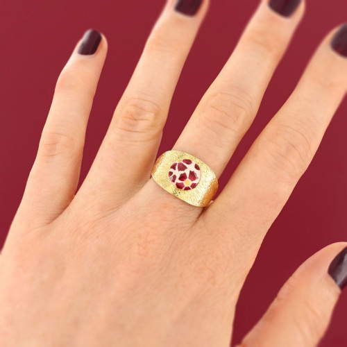 Кольцо TARATATA, Magnolia, разъемное, цветная смола, золотая краска, TT-H25-08425-203 красный фото 2